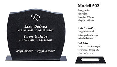 Modell nr. 502 – Sort granitt