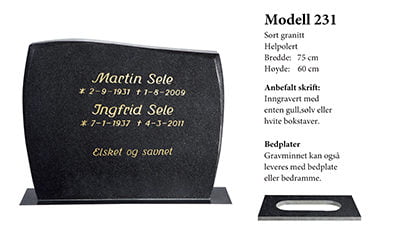 Modell 231 – Sort granitt